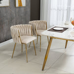 Velvet Dining Chair Set, Luxurious Modern with Gold Metal Legs, (Set of 2)