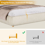 Upholstered Double Bed 160x200cm Hydraulic Storage, Beige Chenille