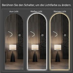 Arched LED Full-Length Mirror, Dimmable High-Resolution Explosion-Proof, Stand or Wall Mountable
