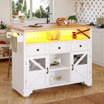 Multifunctional Kitchen Trolley App LED Folding Table 3 Drawers