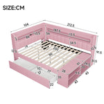Upholstered Sofa Bed 90x200cm with Drawers & USB, Pink