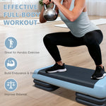 Adjustable Workout Aerobic Stepper, 76cm/28.5" with 4 Risers, Gray Black