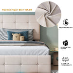 Upholstered Bed 180x200cm, Hydraulic Storage High Box Multifunctional, Beige Velvet