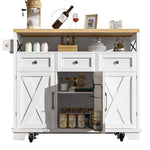 Modern Kitchen Island 118x43x98cm Mobile Storage Towel Rail - White