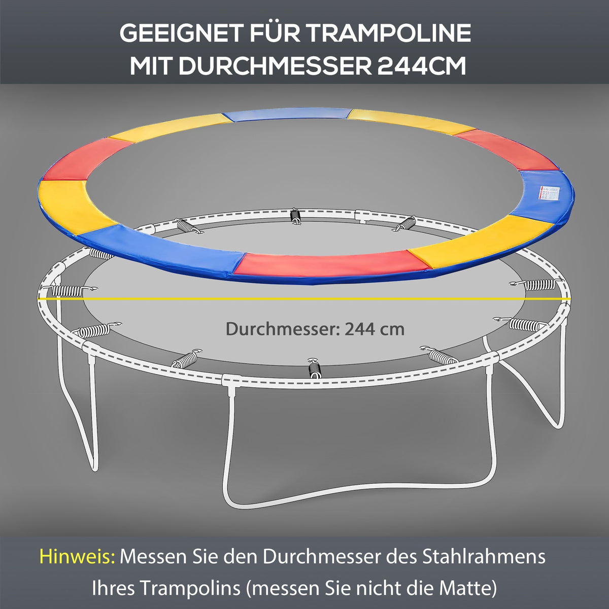 Trampoline Accessory Set, Safety Net, Edge Cover & Ladder, Colorful