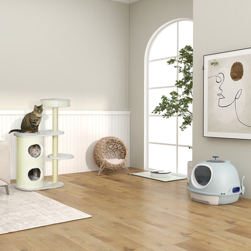Rattan Cat House, Cushion Cat Cave, Raised Feet, Natural