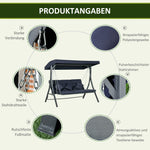 Hollywood Swing Set, 3-Seater, 270 kg Capacity, Adjustable Sunshade