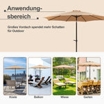 Garden Parasol 300x245cm Double Crank 8-Ribs Waterproof Fabric Khaki