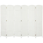 Room Divider 6-Panel Foldable Privacy Screen, White