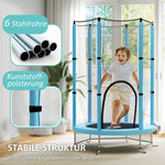 Children's Trampoline 140 cm, Safety Net, Octopus Pattern, Light Blue