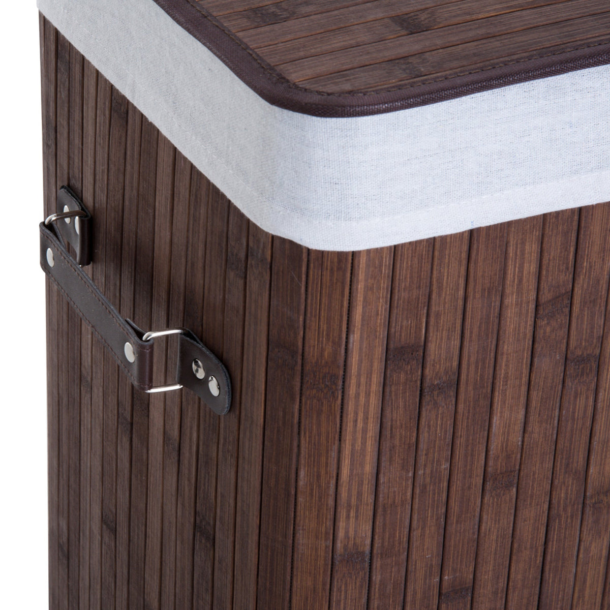 Laundry Basket 72L Foldable Washable Bamboo Dark Brown