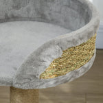 PawHut Cat Tree Small, Cat Scratching Post with Play Ball Lying Area, Jute Grey