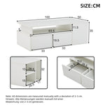 Coffee Table 100x50x35cm LED Lighting 2 Drawers, White