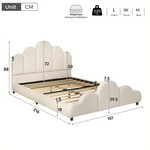 Upholstered Kids Bed 140x200cm with Headboard in Beige Velvet