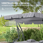 Outsunny Hollywood Swing 3-Seater Reclining Canopy, Light Grey