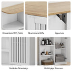 Corner Cabinet with Mesh Doors and Adjustable Shelves, White and Oak