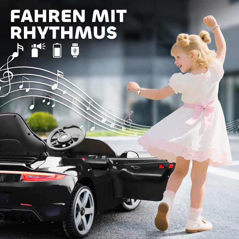 Electric Ride-on Car for Children, Remote Control and Music with USB, Black