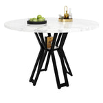 Round Dining Table 100cm 4-6 Seater - Black Legs Marbled MDF