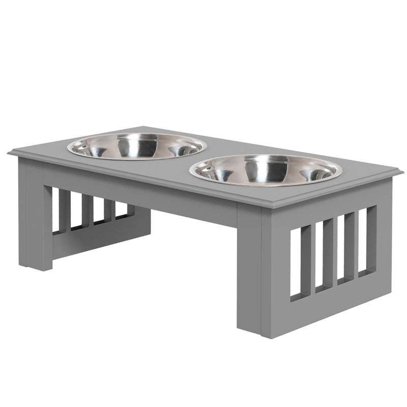 Dog Feeding Station, Non-Slip, 0.9L Bowls, Grey