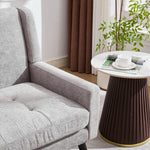 2-Seater Linen Bench with Button Tufting and Solid Wood Legs, Natural Linen
