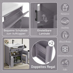 Bathroom Vanity Unit with Integrated Ceramic Sink and Storage Shelves, Grey