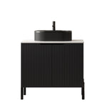 Bathroom Vanity Unit with Oval Ceramic Basin and Sintered Stone Countertop, Black