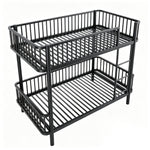 Metal Bunk Bed 90x200 Space-Saving Safety Railing, Black