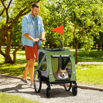 Dog Trailer & Stroller, 2-in-1, Reflectors, Oxford Fabric Green