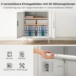 Lockable Steel Cabinet 2 Doors Adjustable Shelves - White
