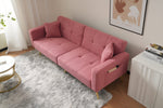 Sofa Bed Adjustable Angle Cushions Storage Pockets Gold Metal Legs
