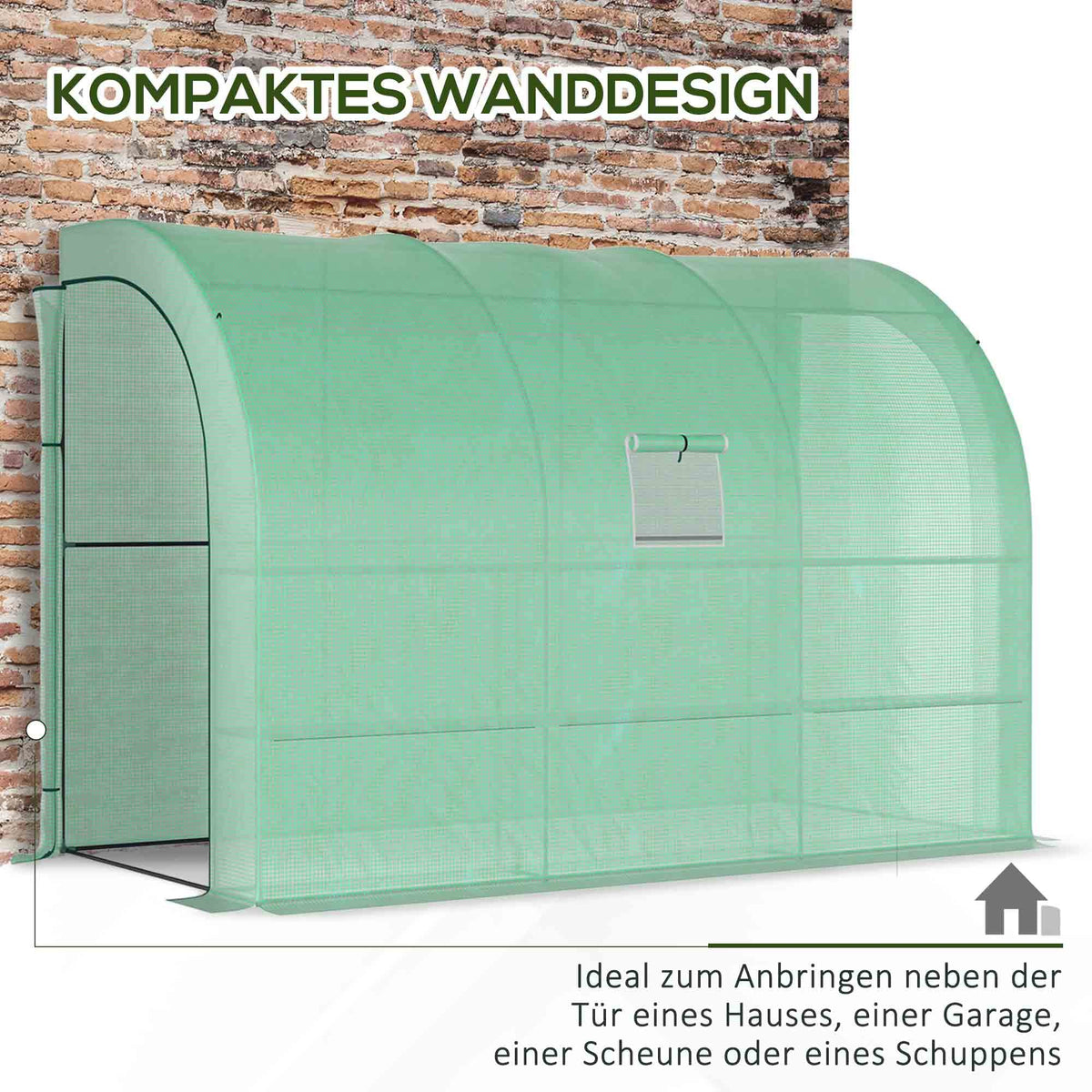Greenhouse, Shelves Windows Winter-Proof Steel, Green