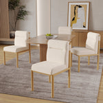 Dining Chairs Set of 4 Oak-Effect Frame Padded Sherpa Beige