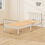Single Bed Wood Frame Lower Storage - Natural Wood/White