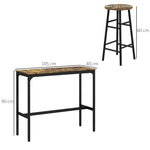 Bar Table Set, 3-Piece with 2 Bar Stools, Steel, Rustic Brown