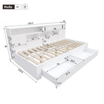 Child's Day Bed 90x190cm Multifunctional Drawers Shelf Cabinet Storage - White