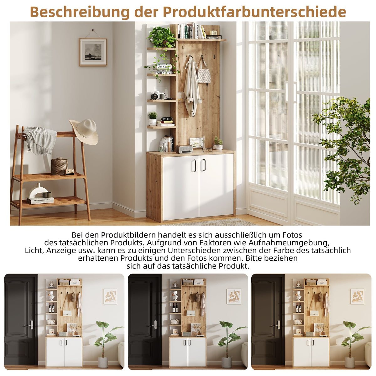 Coat Rack, 75x33x180cm Wardrobe, Shoe Storage & Hooks, Wood & White
