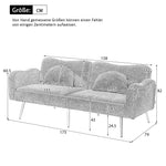 Two-Seater Sofa Bed Adjustable Backrest Gold Metal Feet