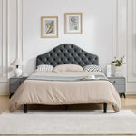 Full Upholstered Platform Bed Frame, 140x200cm, Velvet Gray