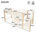 Loft Bed 90x200cm with Window, Storage & LED, Natural White Pine