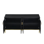 Sideboard, 4-Door Modern Large Capacity with Adjustable Shelves, Black and Gold MDF