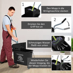 Cleaning Cart, 20 Liter Mop Bucket with Press, 2 Chambers, Black