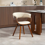 Dining Chair, Upholstered Armchair with Wooden Legs, Beige