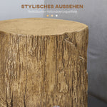 Side Table Tree Stump Look Adjustable Feet Waterproof, 37x37x43 cm