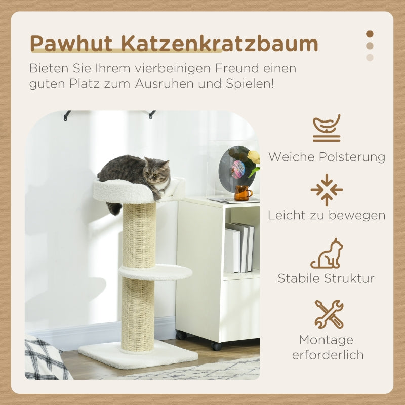 Cat Tree 91cm Play Tree with Cat Bed, Platform, Lamb's Wool Cream