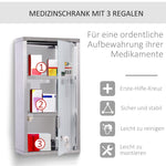 Medicine Cabinet 3 Compartments Home Pharmacy 25x12x48cm Stainless Steel
