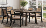 Dining Chair Set of 2 Rattan Backrest Rubberwood Legs - Velour Fabric