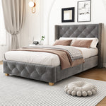Upholstered Bed 90x200cm with Slatted Frame, Grey Velvet