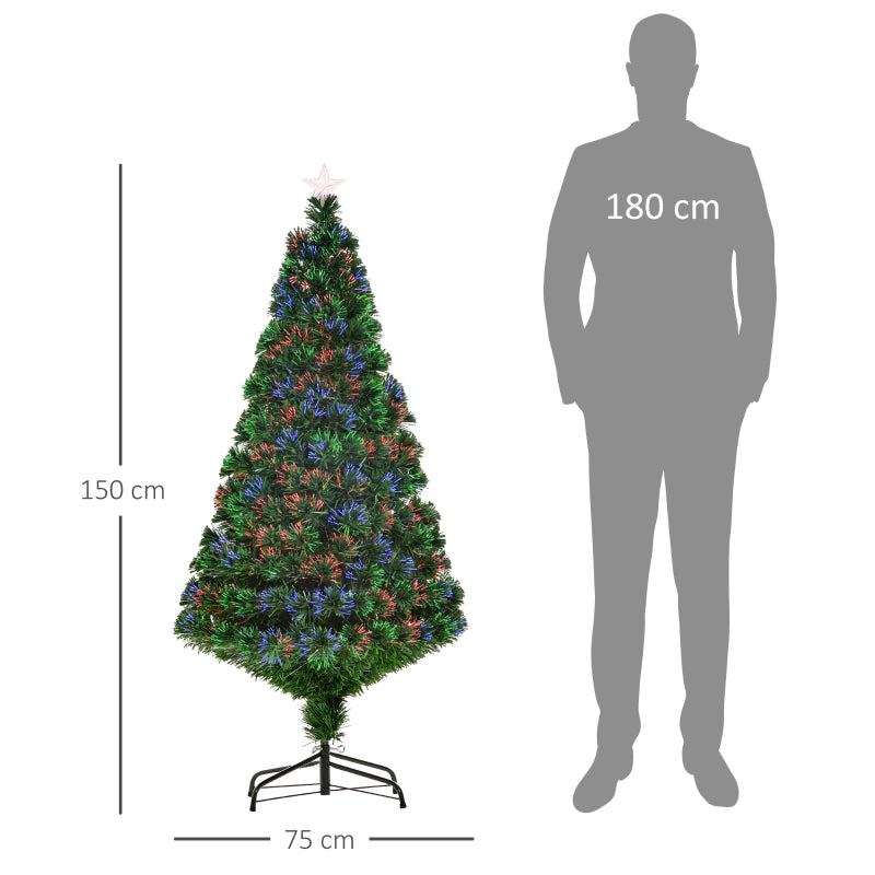 Artificial Christmas Tree 150cm, LED Lights & 180 Tips, Green