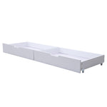 Underbed Storage Drawers, 2-Piece Set with Wheels, White MDF