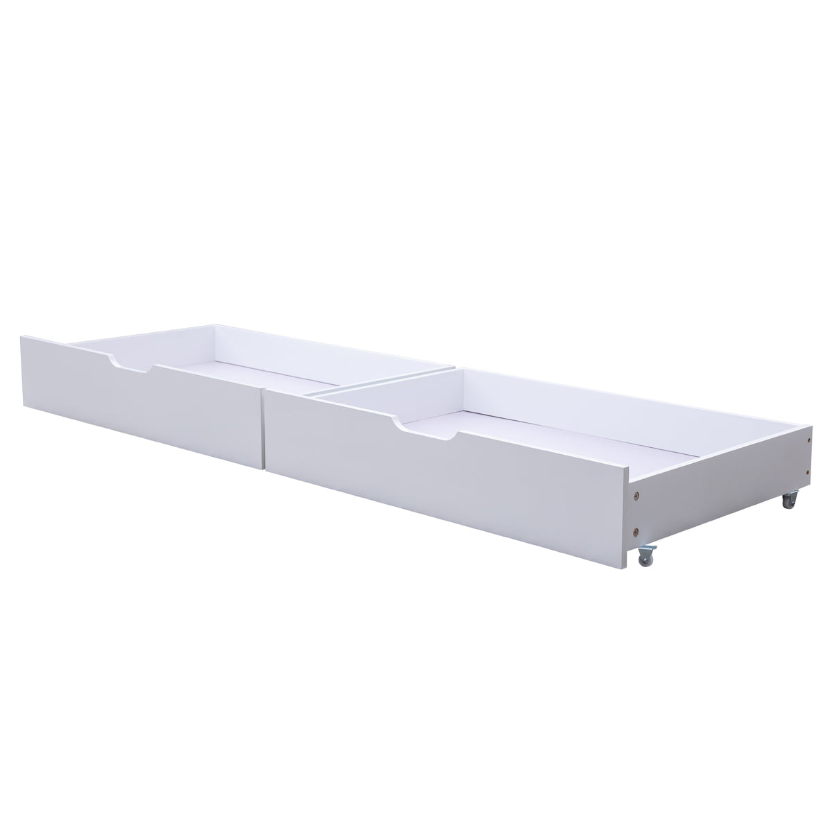 Underbed Storage Drawers, 2-Piece Set with Wheels, White MDF
